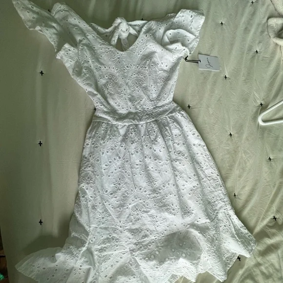 bridesmaid maxi dress long sleeve Jane Summers Ivie Strapless Tea Length Little White Dress & Bridal Shower Dress Size 2 , female , adult